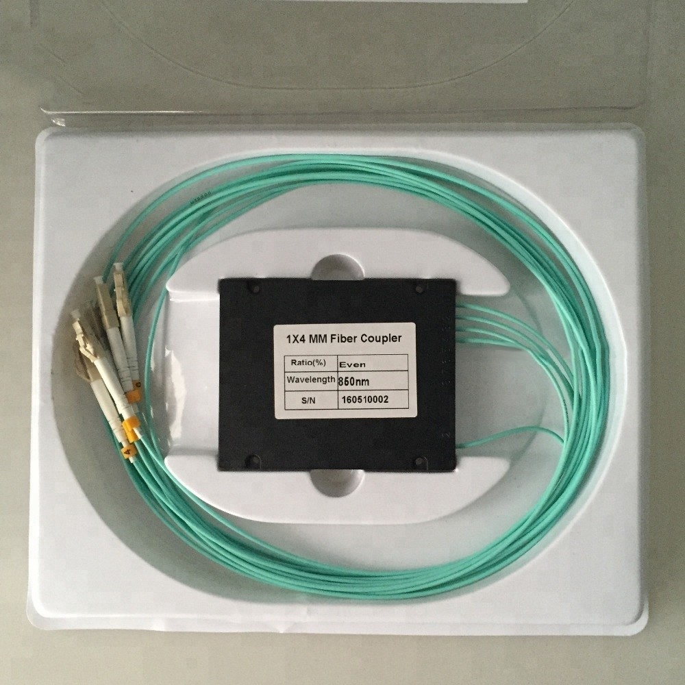 Aqua Color Fiber Optic Splitter / Coupler 1*3 FBT LC UPC OM3 MM ABS Box