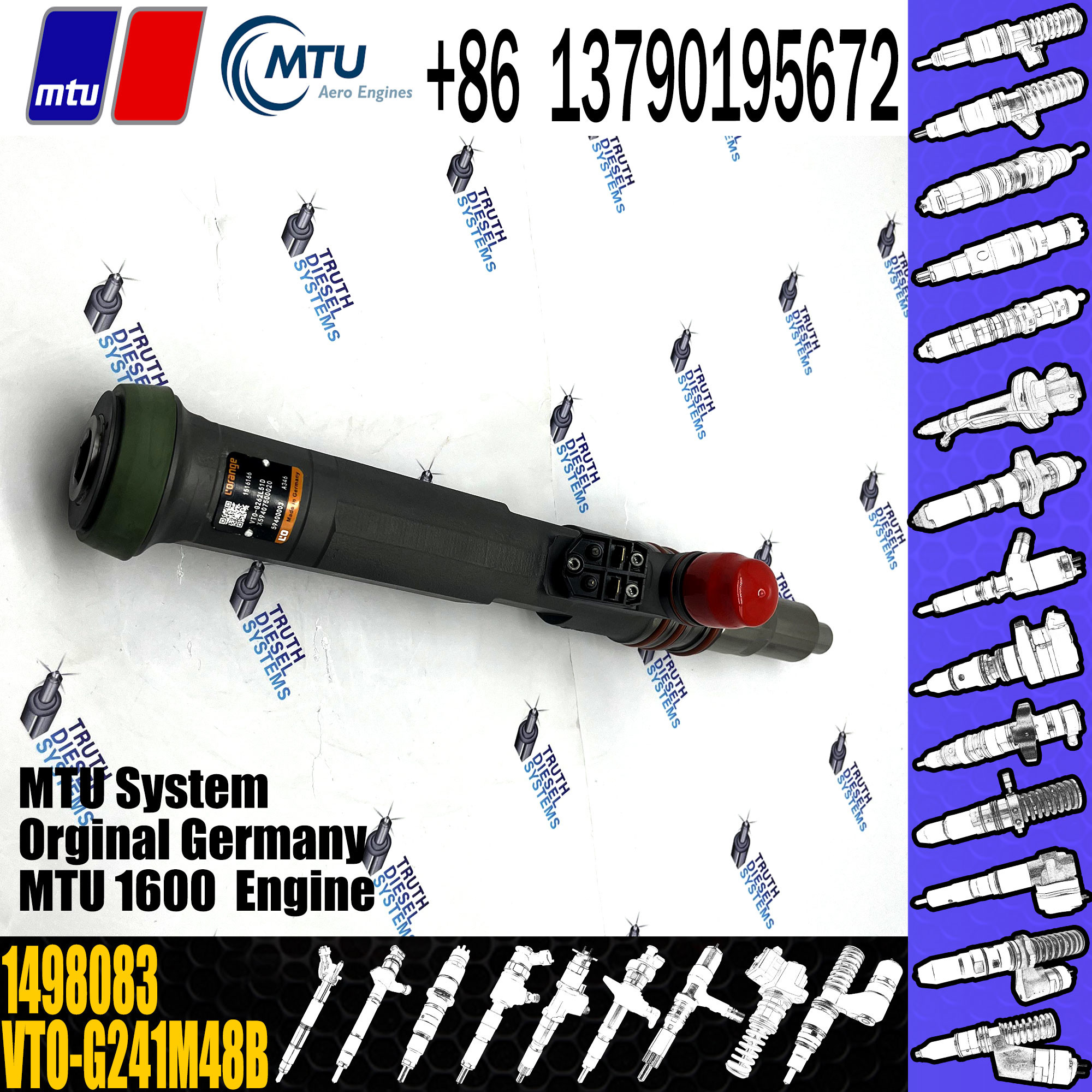 VTO-G265G48B Diesel Fuel Injector ISO X5240750003 Mtu Injector