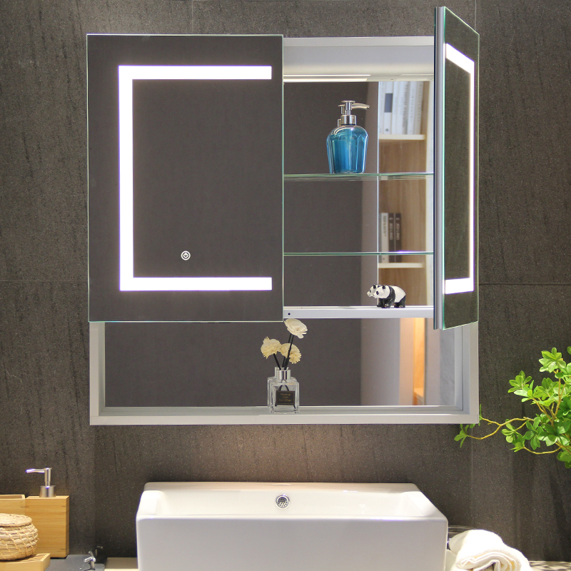 Compact Led Medicine Cabinet Rustproof Bathroom Storage Mirror With Lights