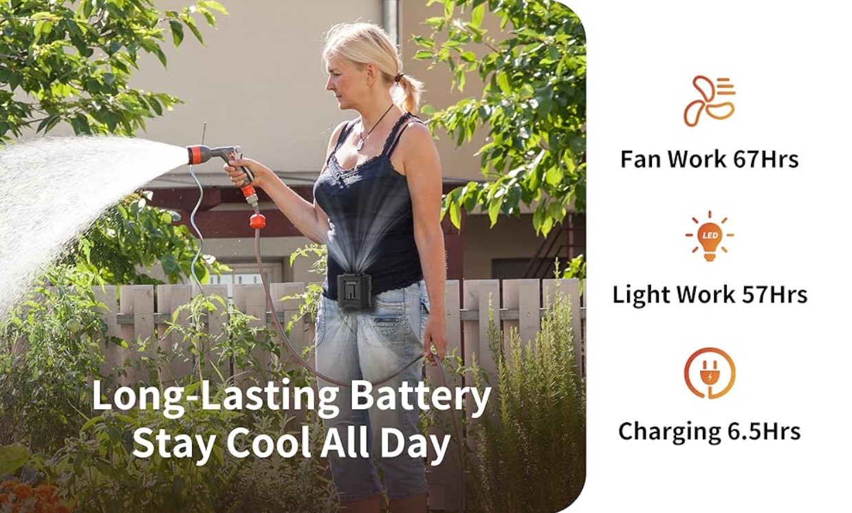 Socool Fan 14500Mah Clip Waist Fan Rechargeable Battery And Type-C Power Source Multifunctional Portable Fan For Indoor/Outdoor Activities Wearable
