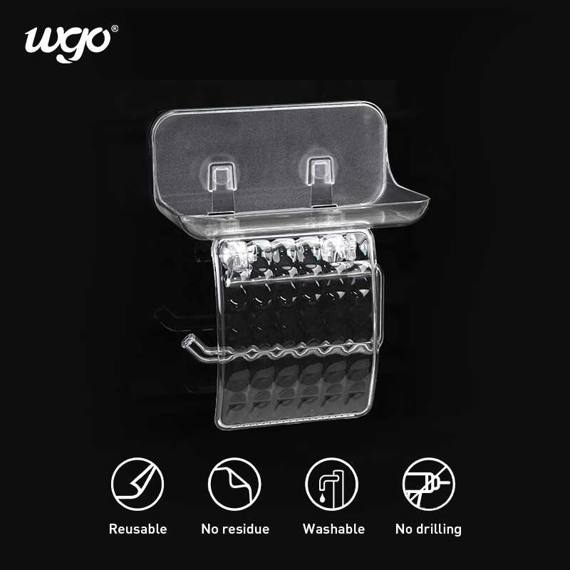 WGO Transparent Bathroom Soap Dish Holder Shower Rail Plastic For Paper Towel