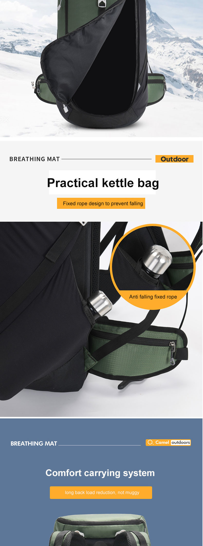 Outdoor 50L Waterproof Backpack ODM Ultralight Camping Backpack Nylon