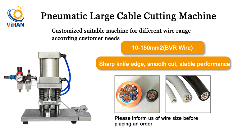 Pneumatic Large Square Cable Wire Cutting Machine for 10-150MM2 BVR Wire 50 Stroke