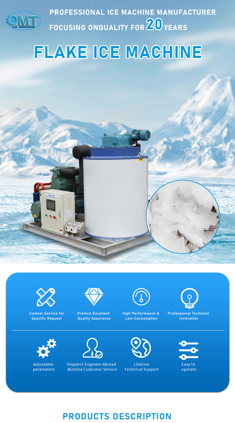 5tons Freshwater Flake Ice Machine Fishery Cooling 380v Flake Ice Maker Machine