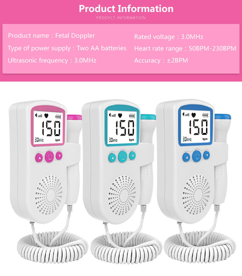 Safe Healthy Fetal Heart Detector 3mhz Doppler Pregnancy Fetal Heart Monitor