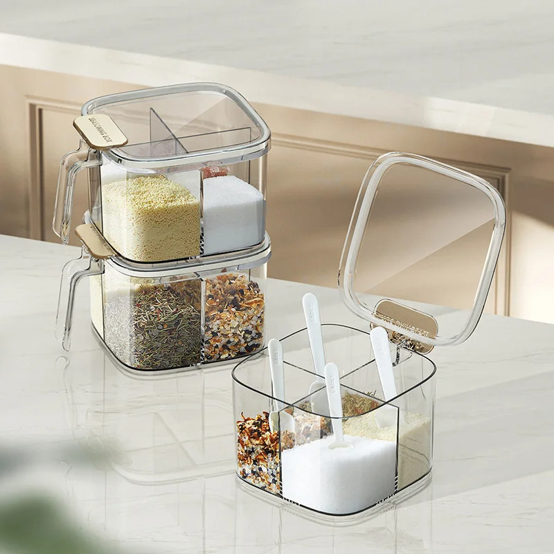 Kitchen Storage Salt Container With Lid And Spoon