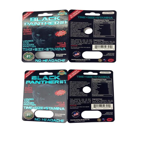 USA Market Sex Pills Paper Blister Card Pakcgaing For Rhino 69 / Tiger/ Black