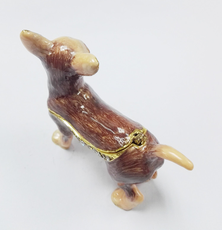 Cute small metal decorative trinket boxes Chihuahua dog jewelry box