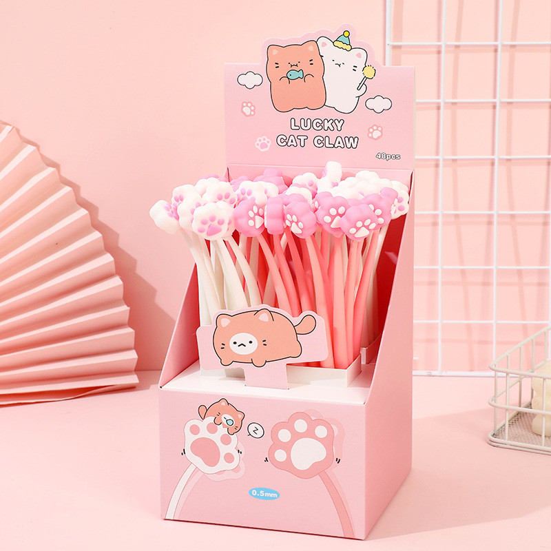 6 Pcs Cute Cartoon Gel Ink Pens, Shake Gel Pens For Kids And Girl,Kawaii Writing Pens Set For School Party Office Home,Student Gifts(0.5mm,Cat Paw