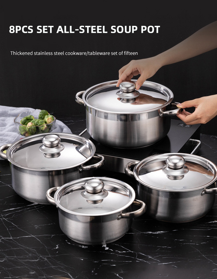 Hot Selling Kitchen Cooking Pot Set Stainless Steel Soup & Stock Pots Cookware Cooking Soup Pot Set