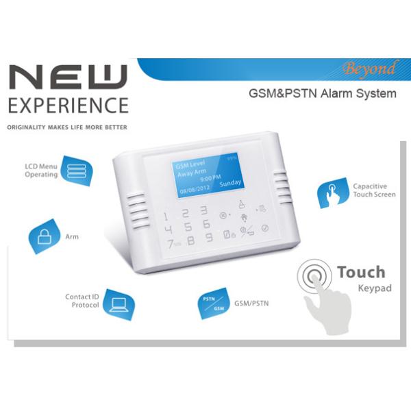 Quality Quad-Band GSM&PSTN Dual Network Touch Keypad LCD Wireless 868Mhz House Alarm System for sale