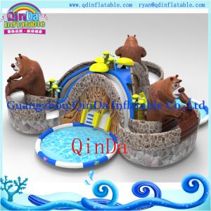 Inflatable Slide with Water Pool Water Park Giant Inflatable Pool Water Slide