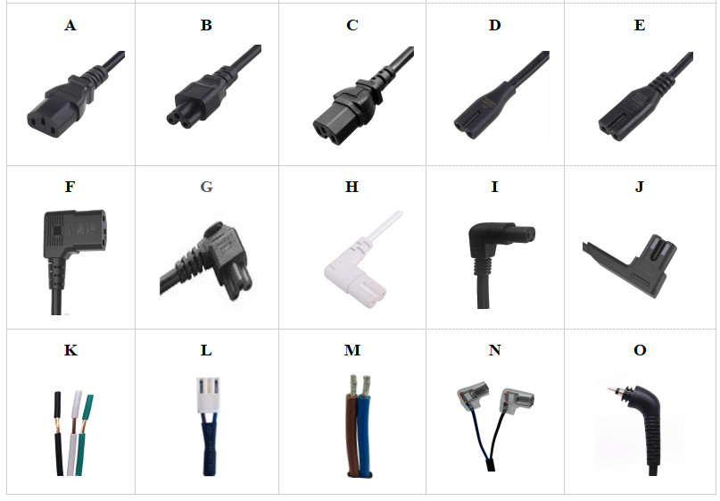 2 Pin AC USA Power Cord Extension UL Standard 10A 125V Customized Color