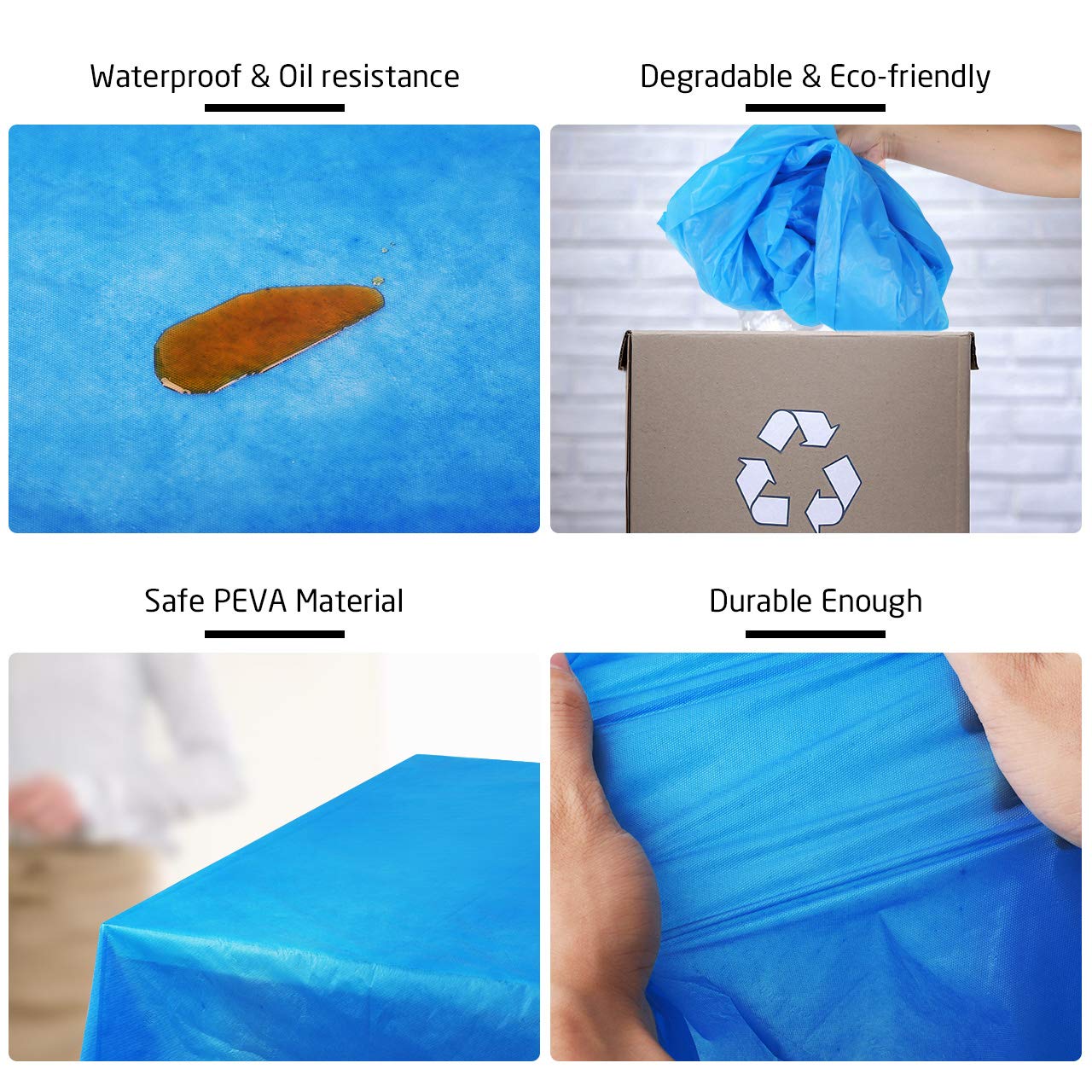 54 inch x 108 inch Premium Plastic Tablecloth Rectangle Waterproof Heavy Duty Table Cover
