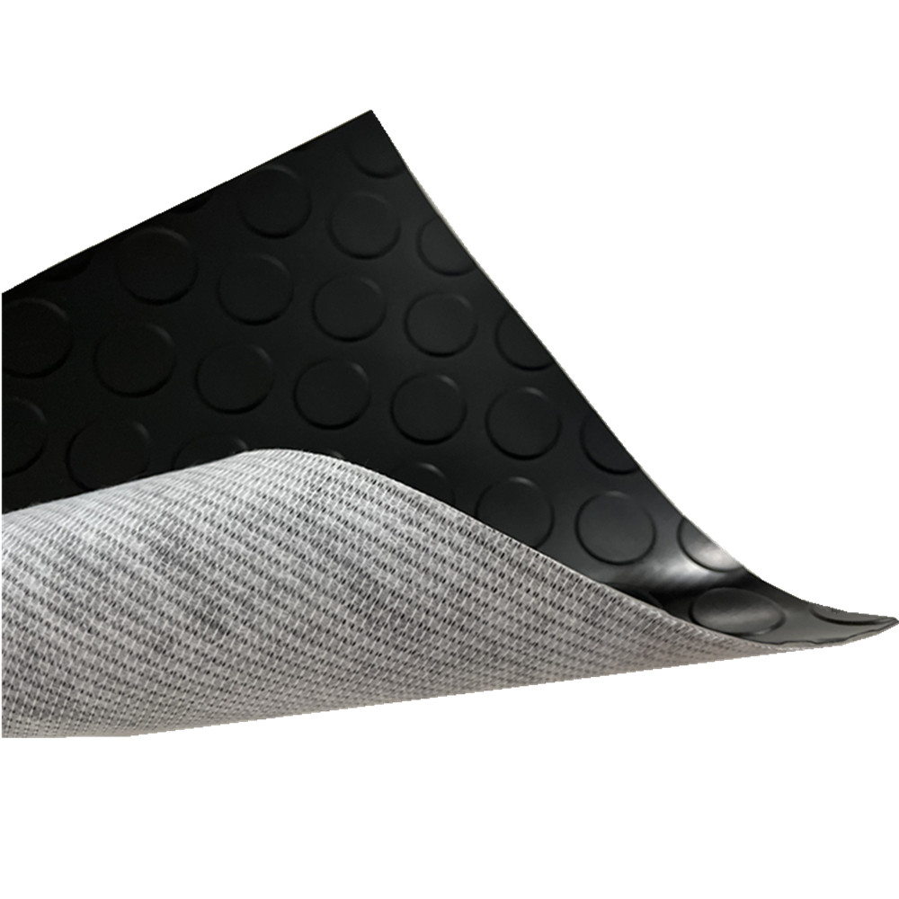 Black round coin moisture proof anti slip and wear-resistant PVC floor mat