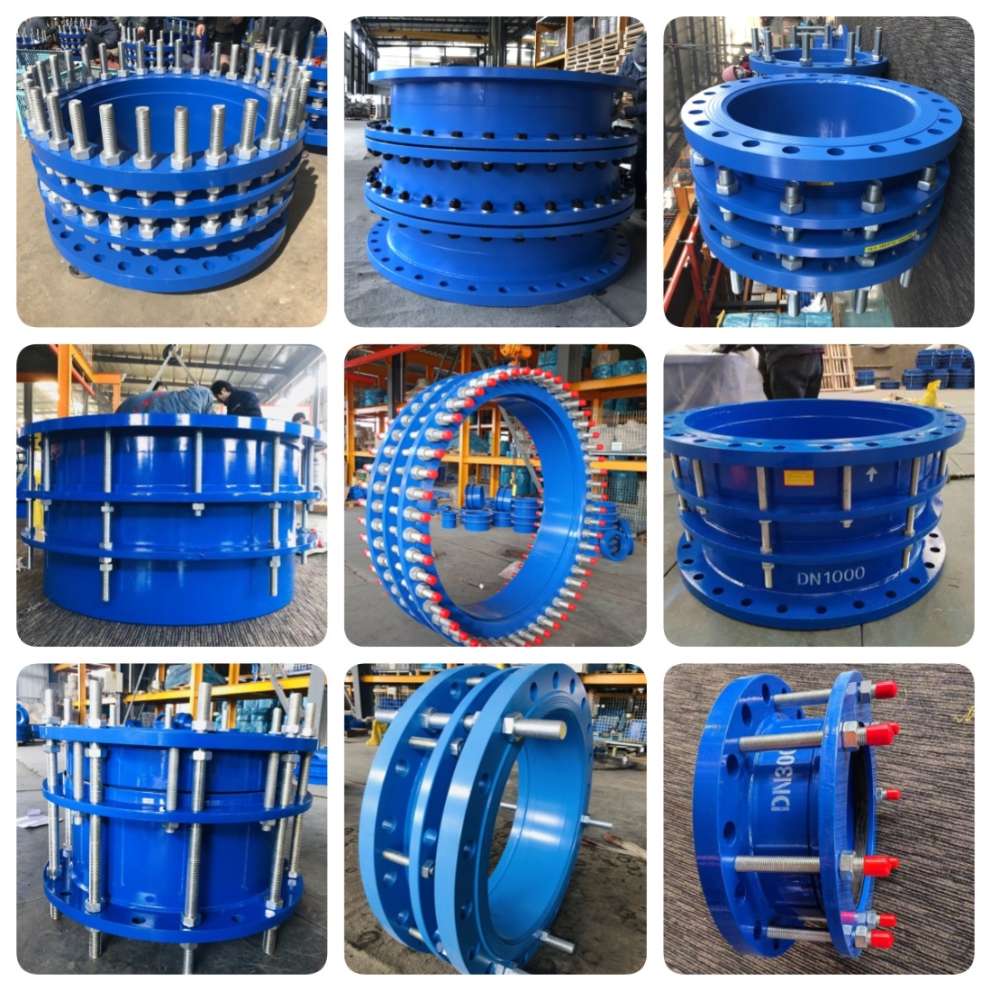 carbon steel dismantling joint assembly in piping Blue Epoxy Coated Butterfly Valve Double Flange Ends