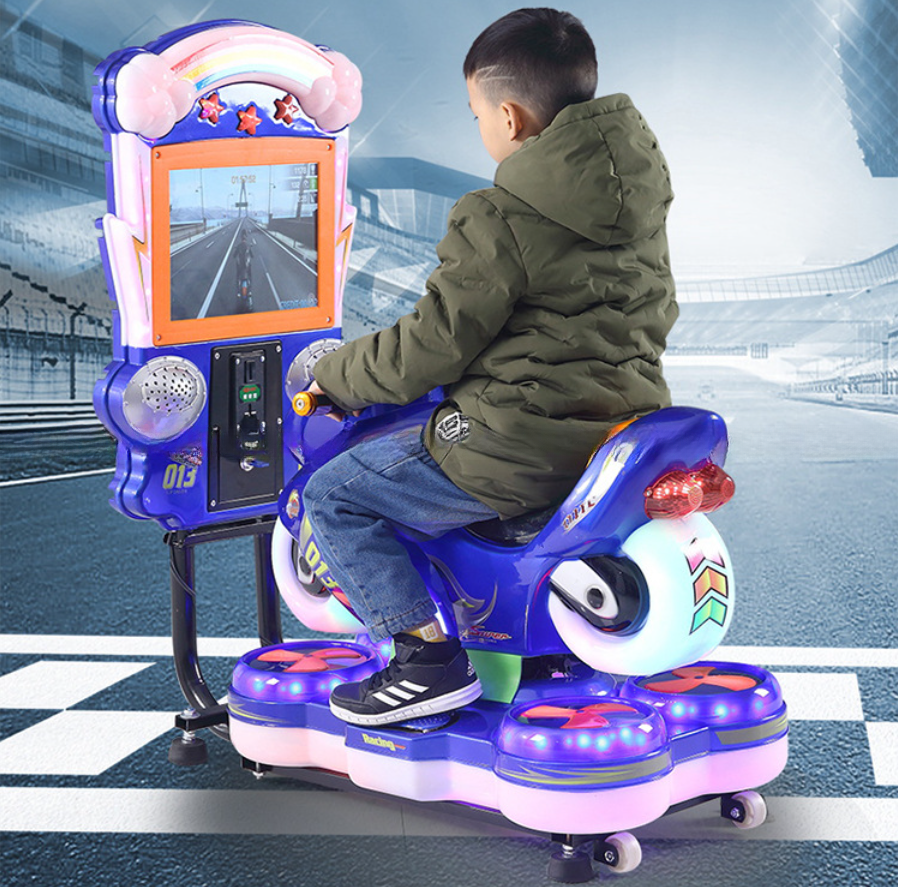 Indoor game center coin operated crazy children motorcycle kiddie rides with MP5 music