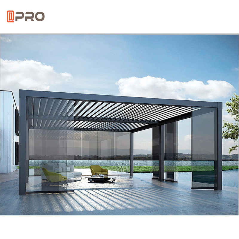 6063 Aluminium Gazebo Pergola Outdoor Restaurant With Retractable Canopy