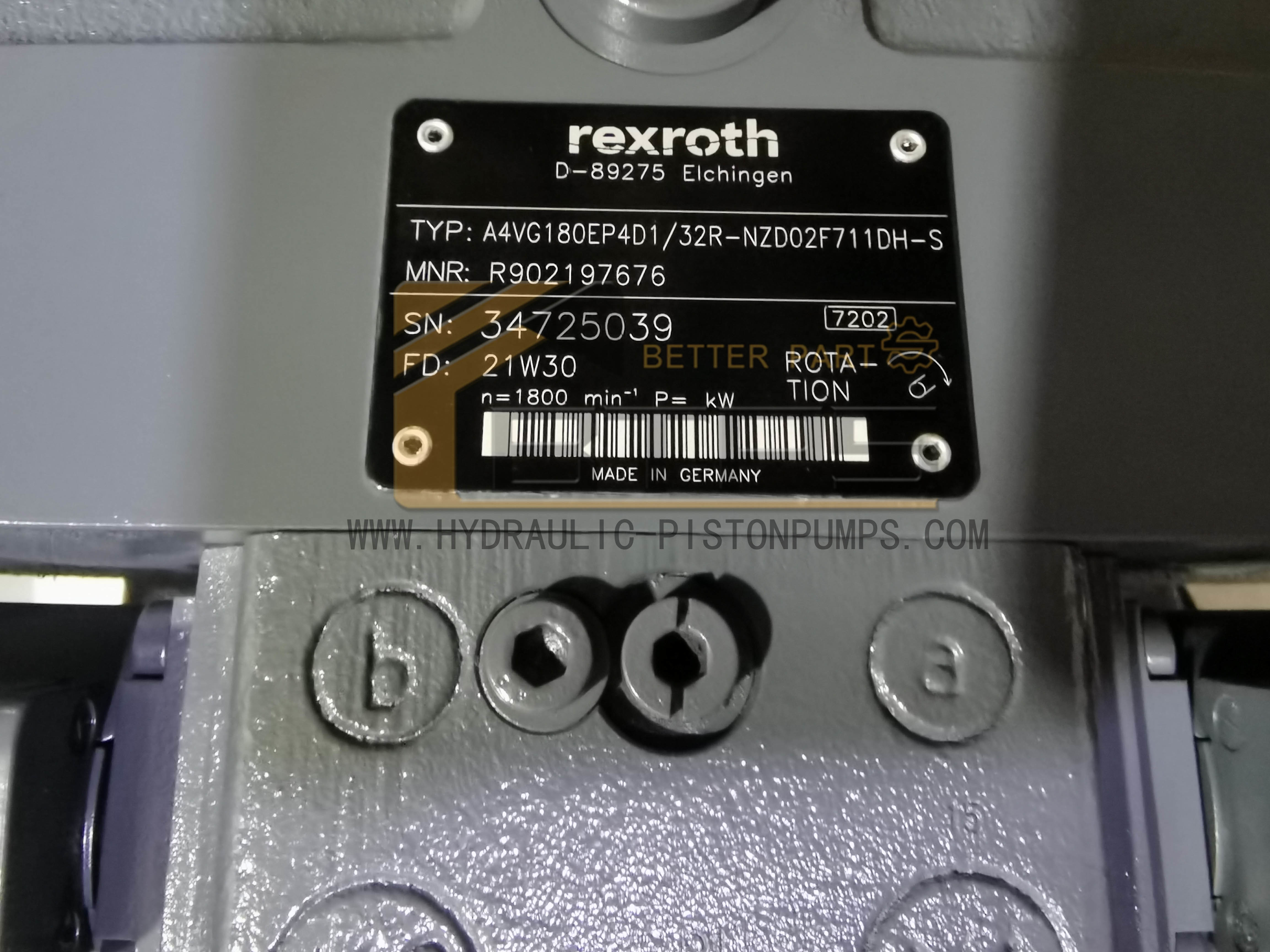 R900020805 Axial Piston Variable Pump AA4VG125 Series 32 Rexroth A4VG180EP4D1_32R-NZD02F711DH-S