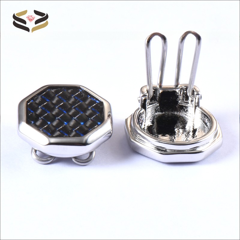 Carbon Fiber Inlay Cufflinks Tie Clips Button Covers For Men Dress Shirt And Tux Shirt