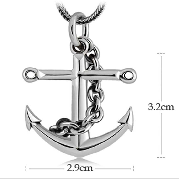 Sterling Silver Maritime Anchor Amulet Pendant with 925 Silver Wheat Chain Necklace(N6030806)