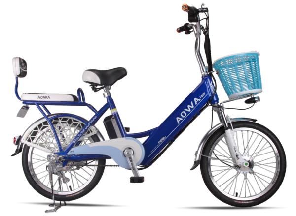 24'' Aluminum Rims Lithium Single Speed City Bike Blue Pedal Assist Electric