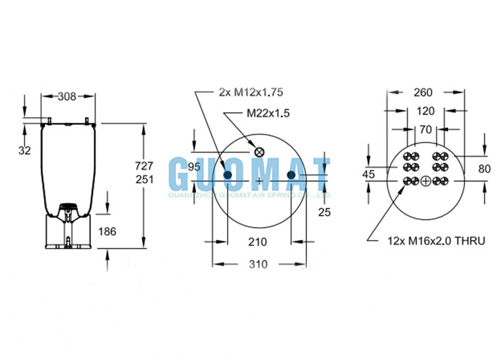Rubber Steel Aluminum Truck Air Springs 0-8 Bar Pressure Range W01-M58-8966 Air Pillow