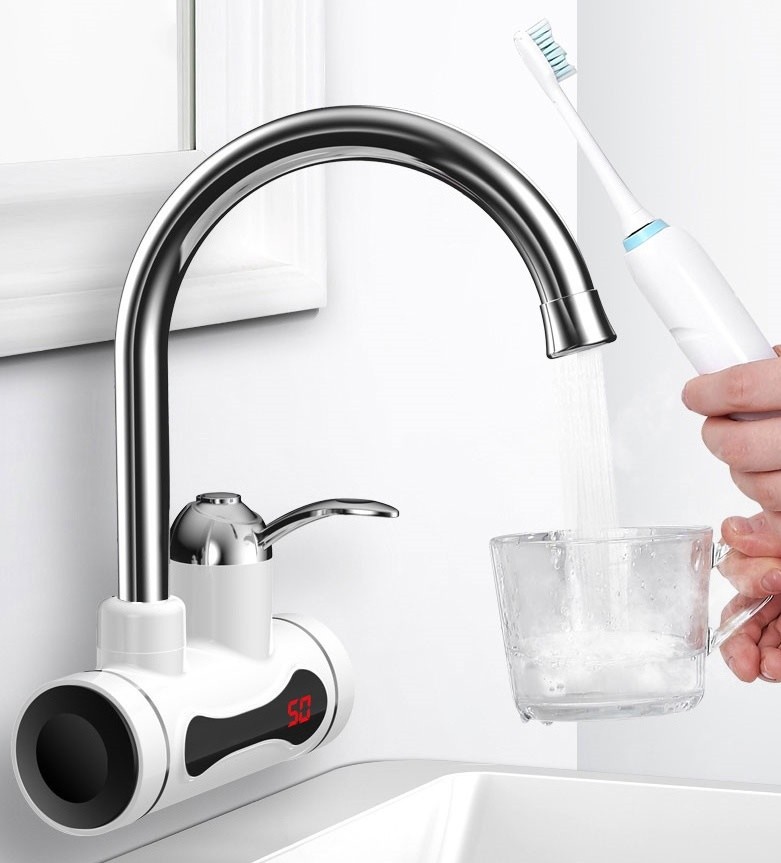 Leakage Protection 3kw Heater Electric Hot Water Tap 170mm Width For Kitchen