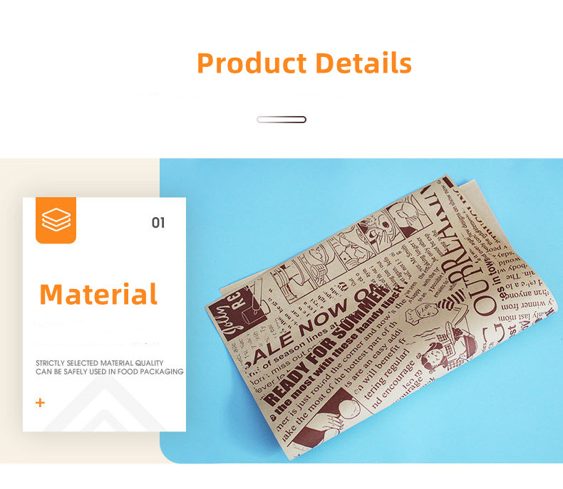 Gift Wax Greaseproof Wrapping Paper For Deli Fried Chicken Snack Bread Chip