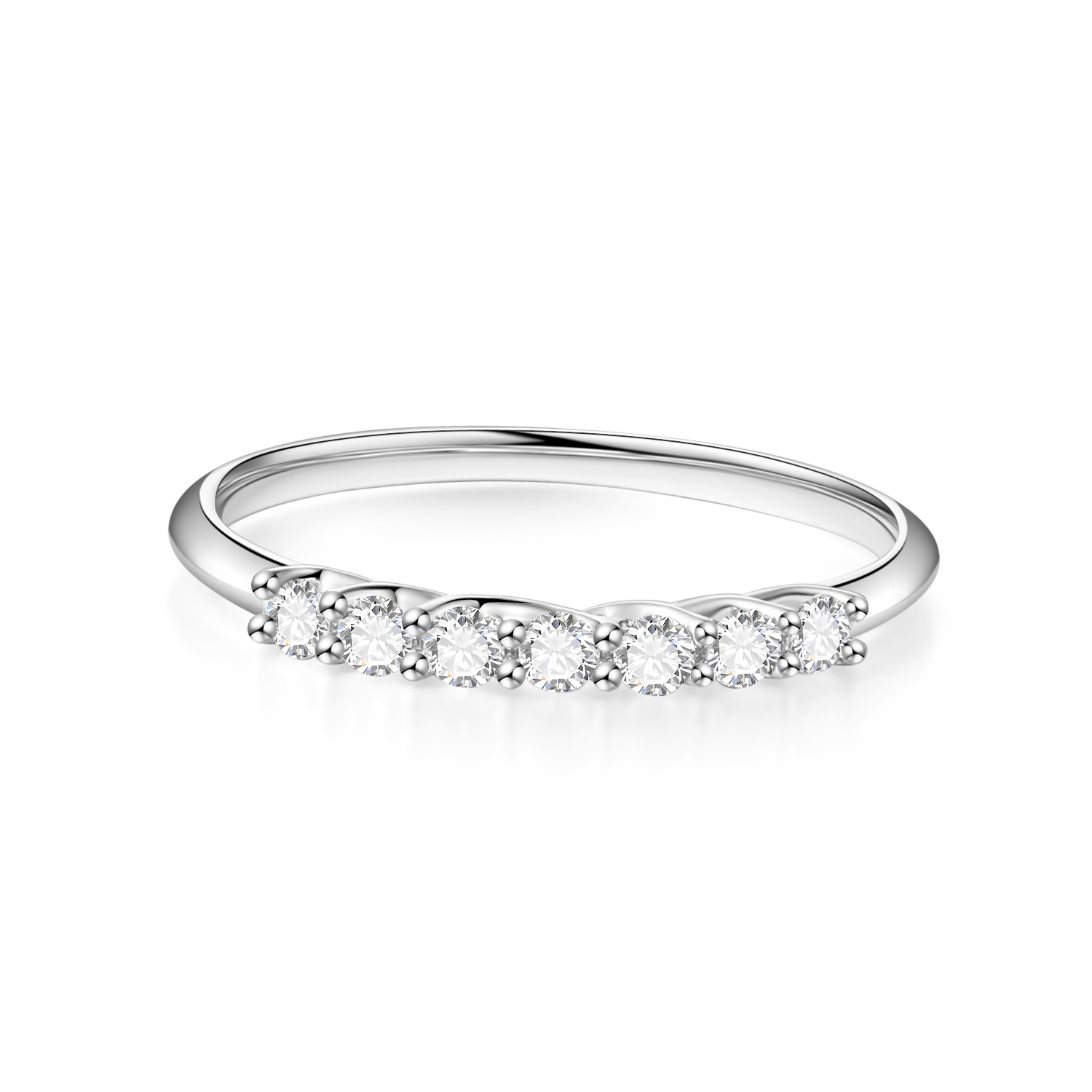 18k Gold Classic Lab-Grown row of ring White Lab-Grown Diamond Ring Simple style Round Synthetic Diamond Ring