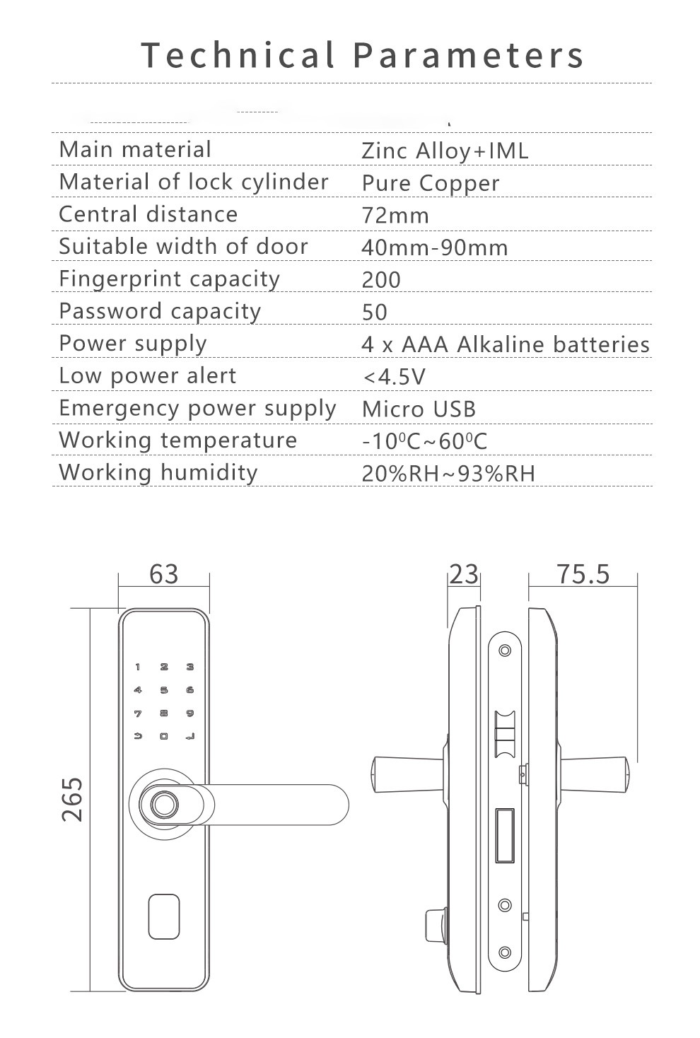 High Quality Hot Selling Fingerprint Indoor Tuya WiFi APP Smart Zinc Alloy TT Lock Door Lock for Apartment House