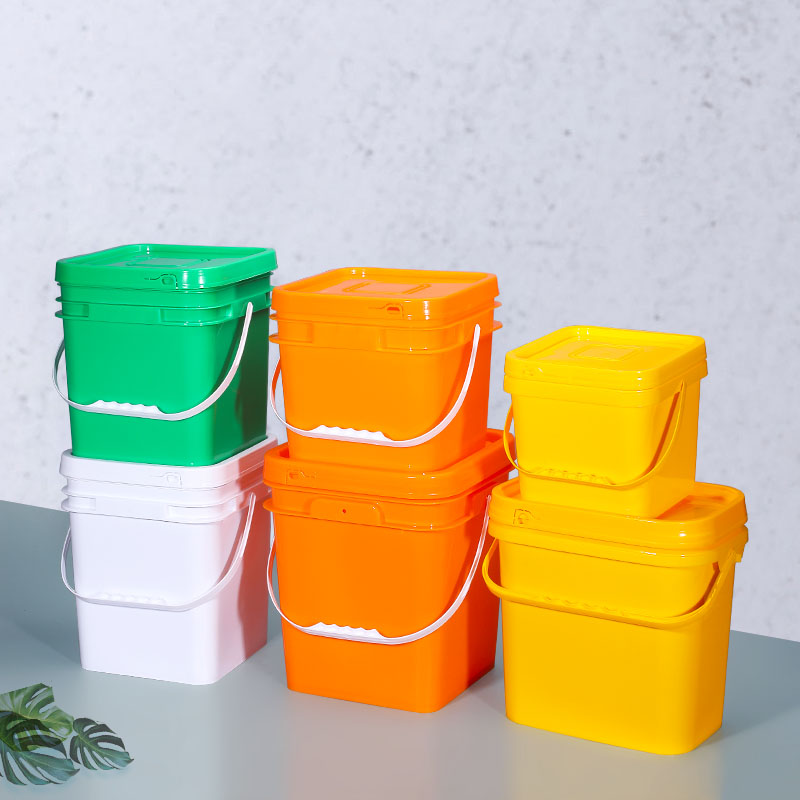 5L 10L 16L 25L Orange Square Plastic Bucket PP Material for Supermarket Food Storage