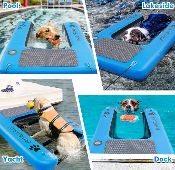 Wooden Color Adjustable Pet Ramp Folding Portable Dog Ramp For Lake And Pool