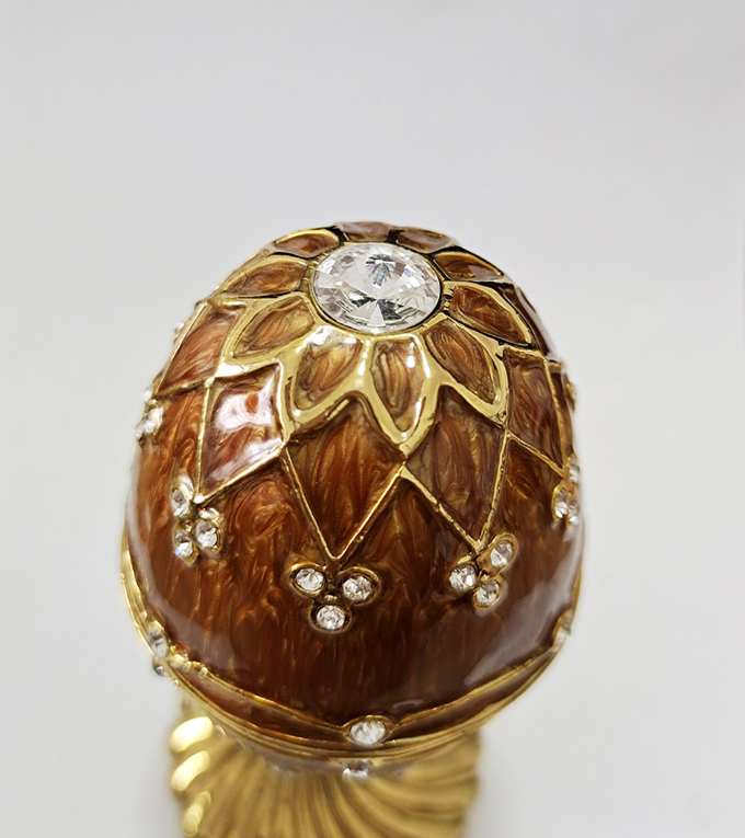 Luxury Faberge Easter Egg Elegant Enamel jewlery box Crytsal Easter Faberge Egg Trinket Box Woman Earrings Egg Case