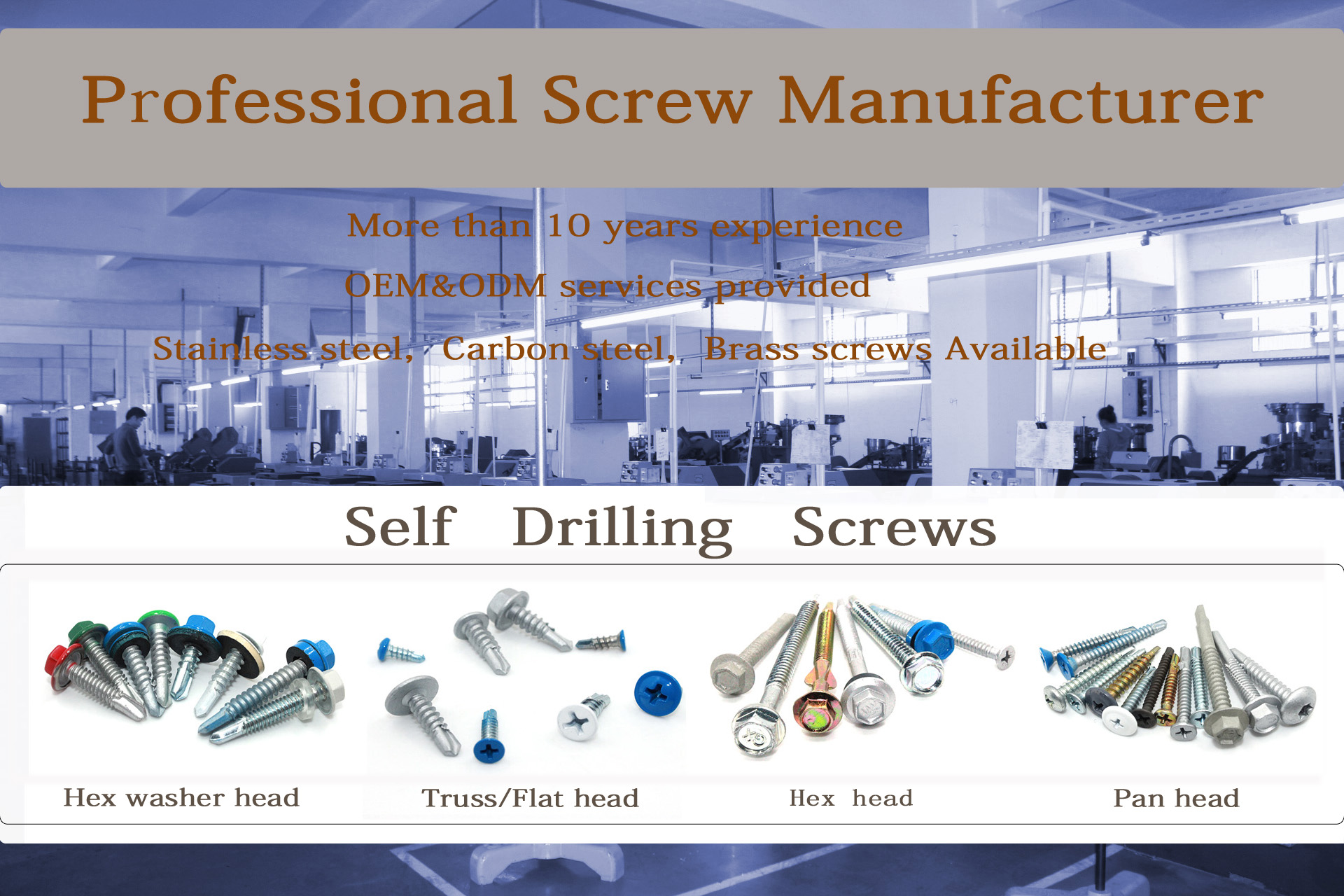 OEM Customized Metal Galvanized Hexagonal Hex Head Self Drilling Screw for Roofing