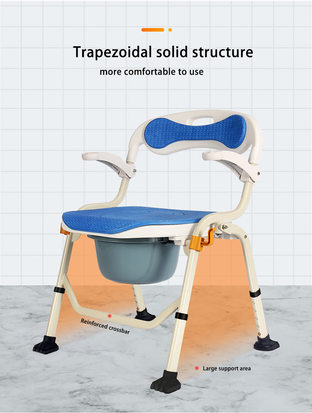 Lightweight 3 In 1 Toilet Chair Height Adjustment Folding Water Proof