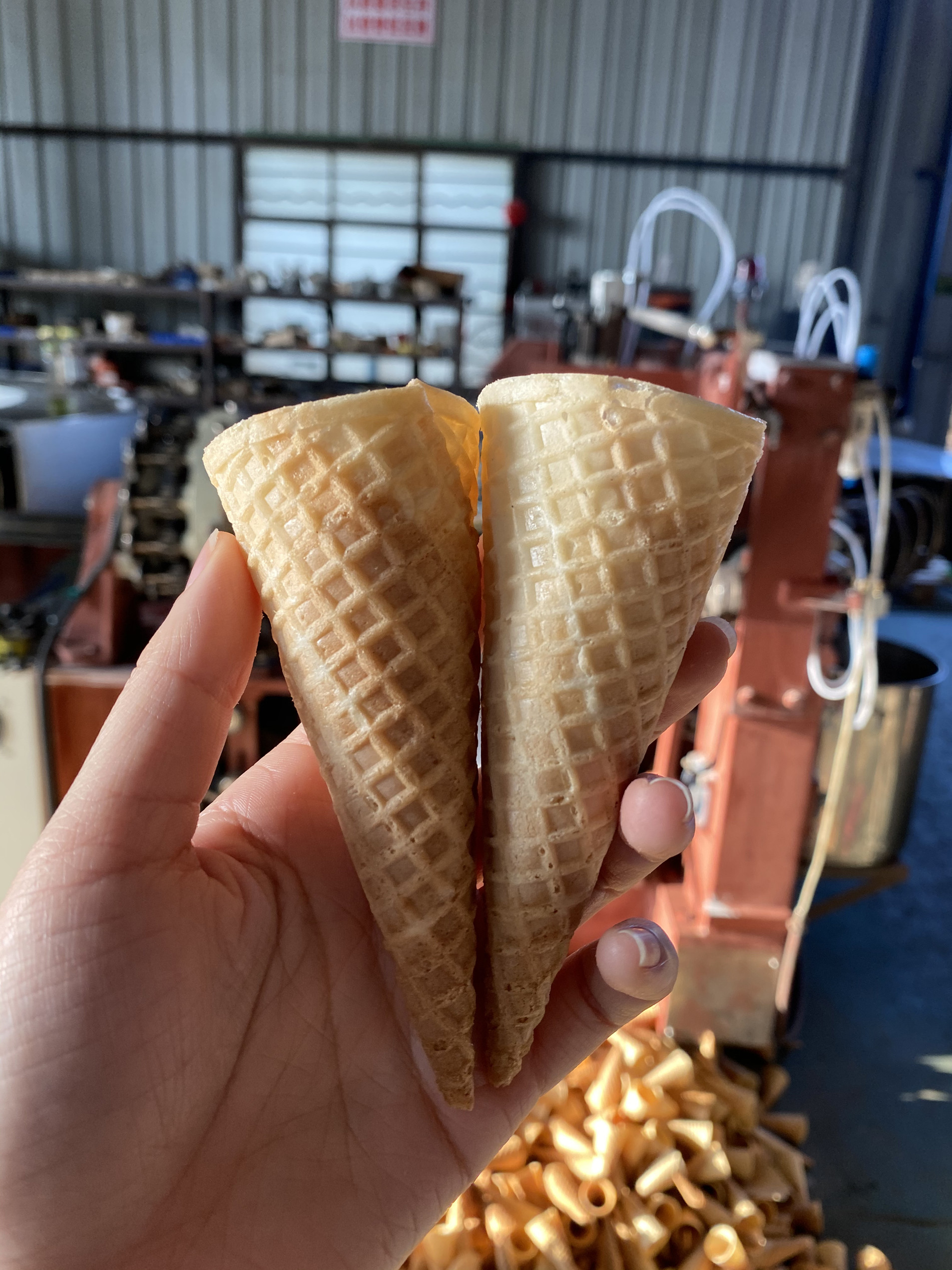 1.5kw 3000Kg Ice Cream Cone Making Machine Field Installation