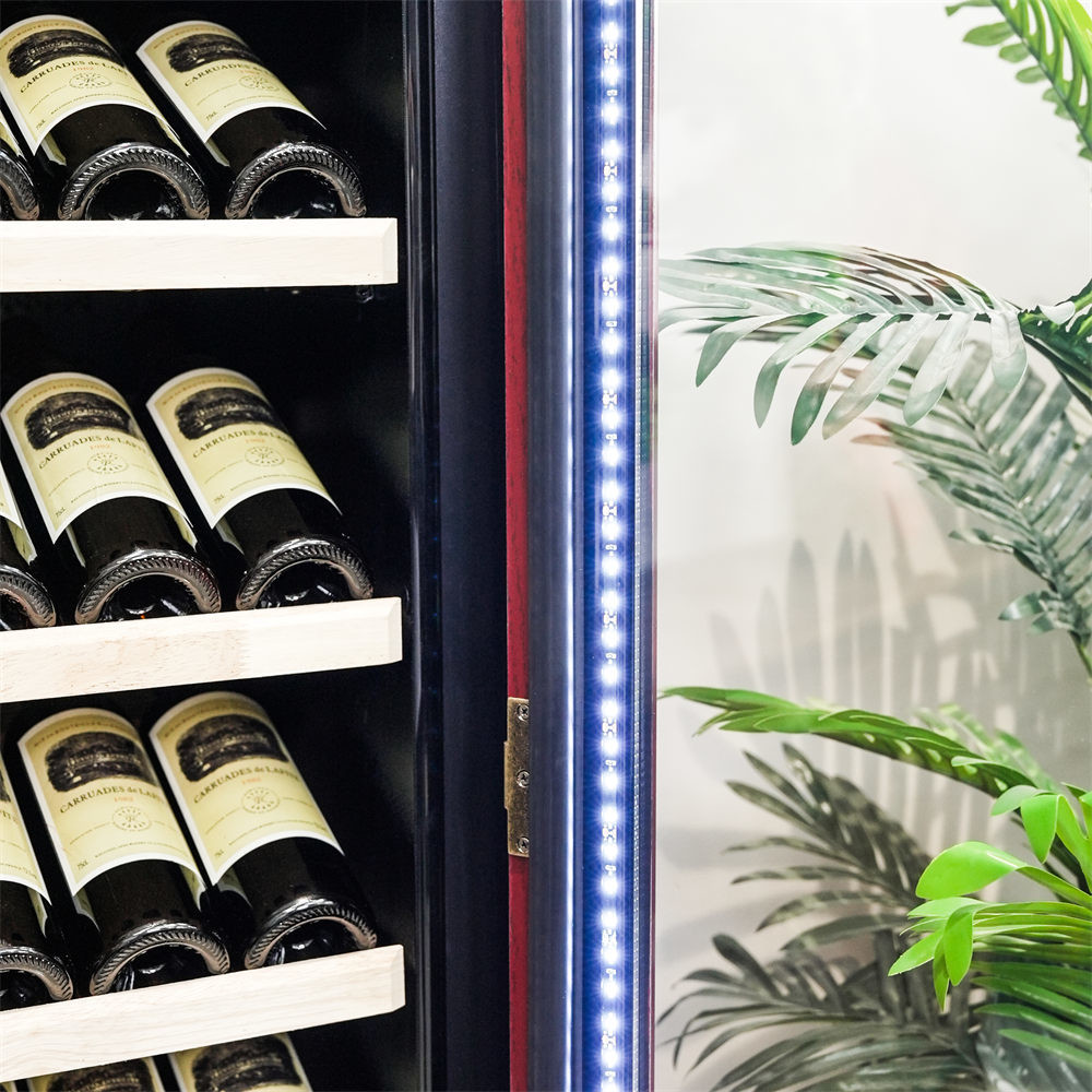 Premium Red Wooden Kitchen Wine Cooler With Advanced Temperature Control