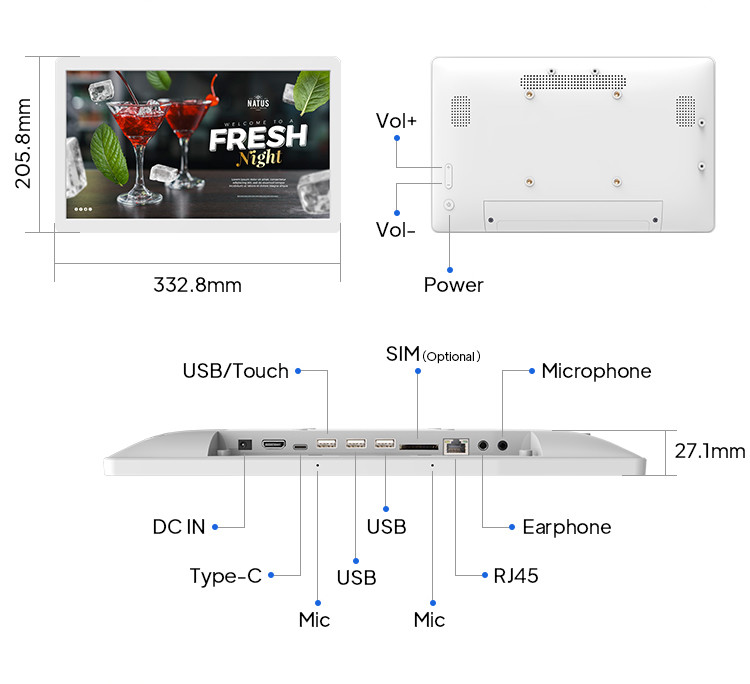 Customized Wall Mount Digital Signage With Detachable Stand Narrow Bezel