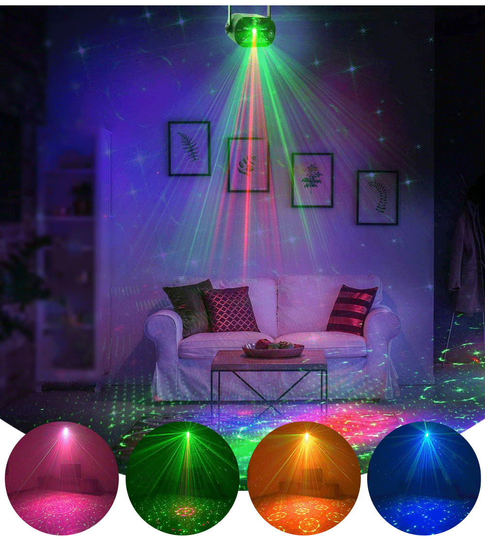 Party Disco Lights DJ Lights LED Sound Activated Remote Control RGB LED Stage Laser Light for Parties Holiday Decoration