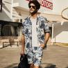 Buy cheap 100% Linen Custom Hawaiian Shirts Blue Coolness Tropical Button Up Shirt from wholesalers
