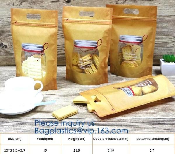stand up zipper pouch doy bag,Food packaging zipper Kraft paper bag PE aluminum