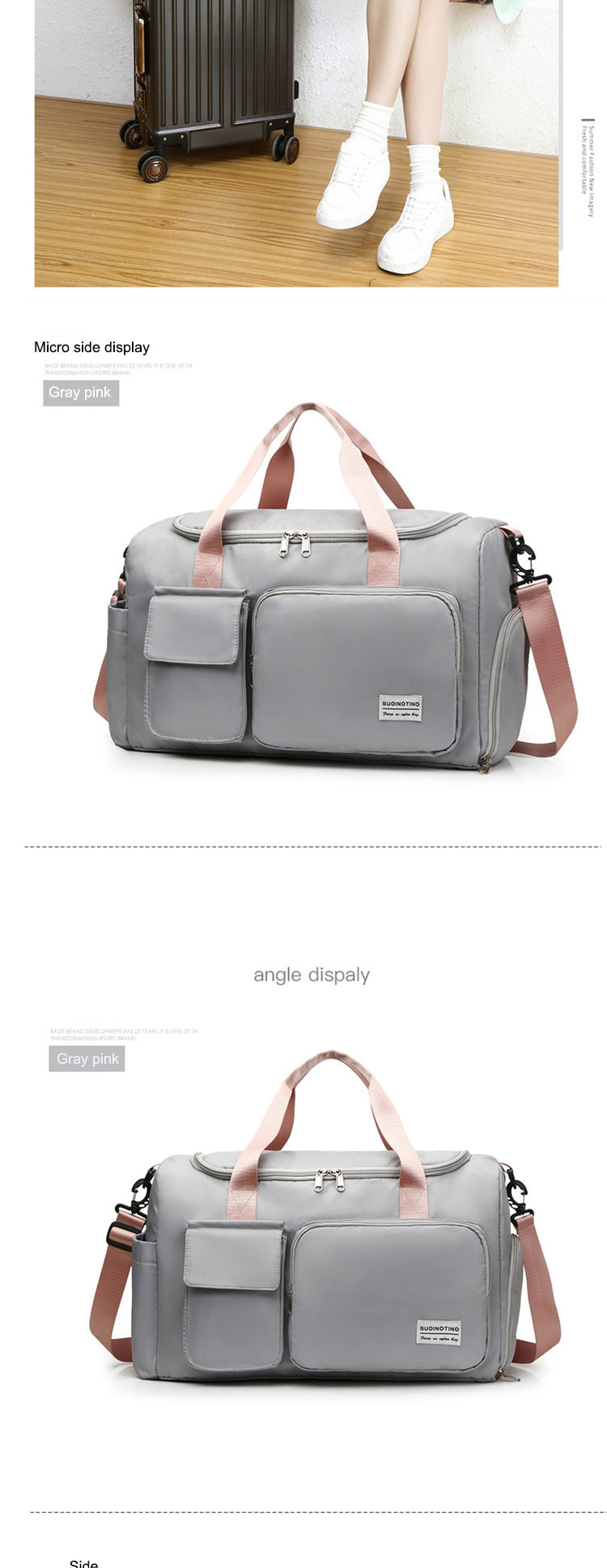 Ladies Waterproof Sports Fitness Bag Weekender Bag With Shoe Compartment