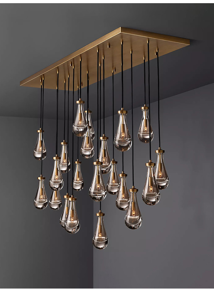 Nordic Glass Pendant Light Water Drop Shape Gold/Black Dining Room Rain Pendant Lamp(WH-GP-143)