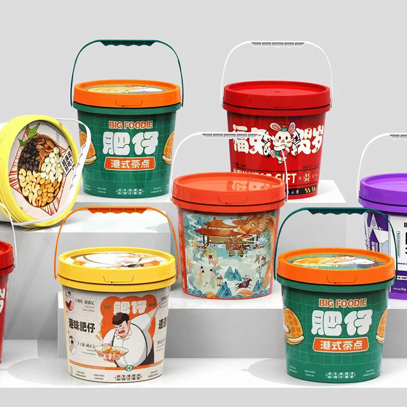 Customrized Logo Mini Plastic Buckets For Pet food Storage Container 0.3L 0.5L 1L