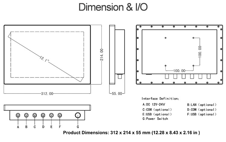 Desktop Inox Ip66 Ip69k HMI Panel PC Meat Processing Use