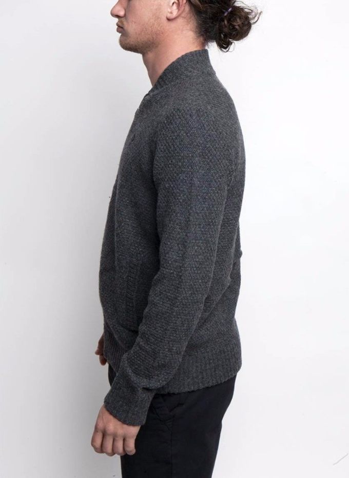 80 Lambswool 20 Nylon Knit Cardigan Sweater Texture Stitch For Men 5gg Gauge