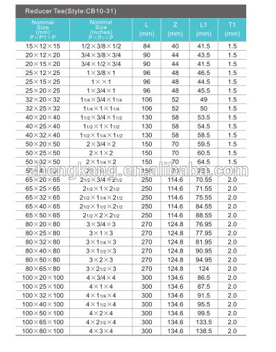 stainless steel press fitting V style reducer tee