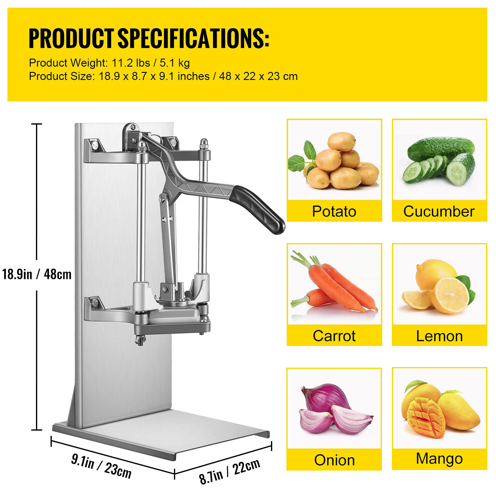 Hot selling Integral cleaning manual vegetable chopper potato chips French chip cutter machine Fruit slicer