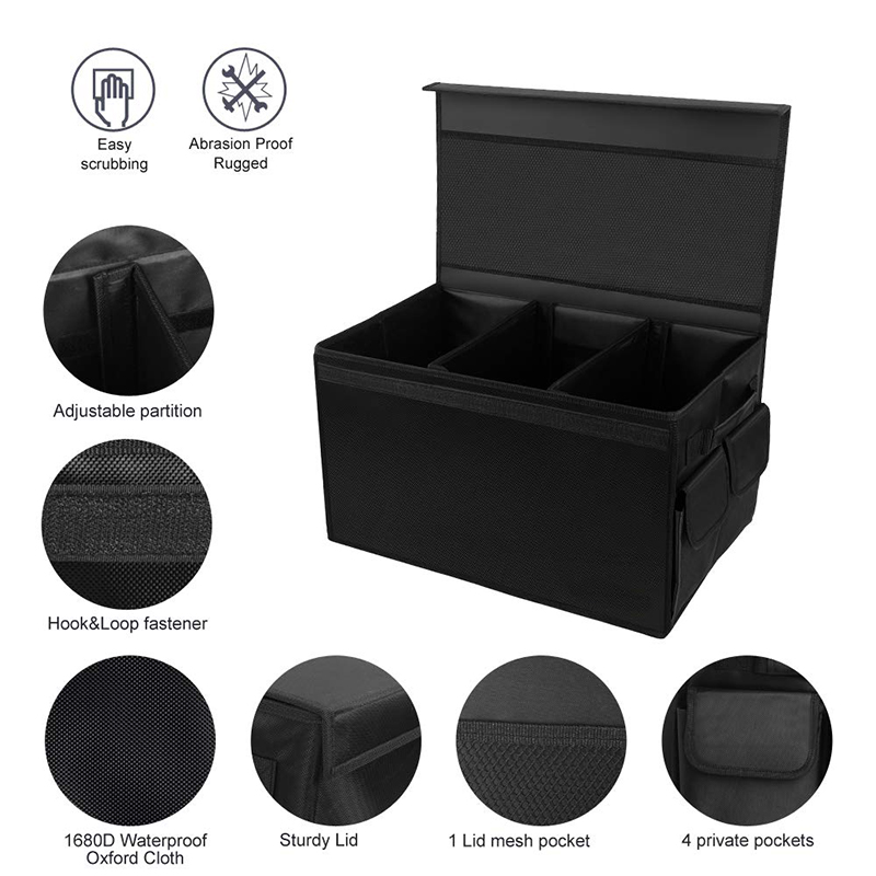 Multi Purpose Car Trunk Organizer 1680D Waterproof Oxford Cloth Made